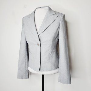 BCBG Grey Wool Pleated Back Tailored Blazer
